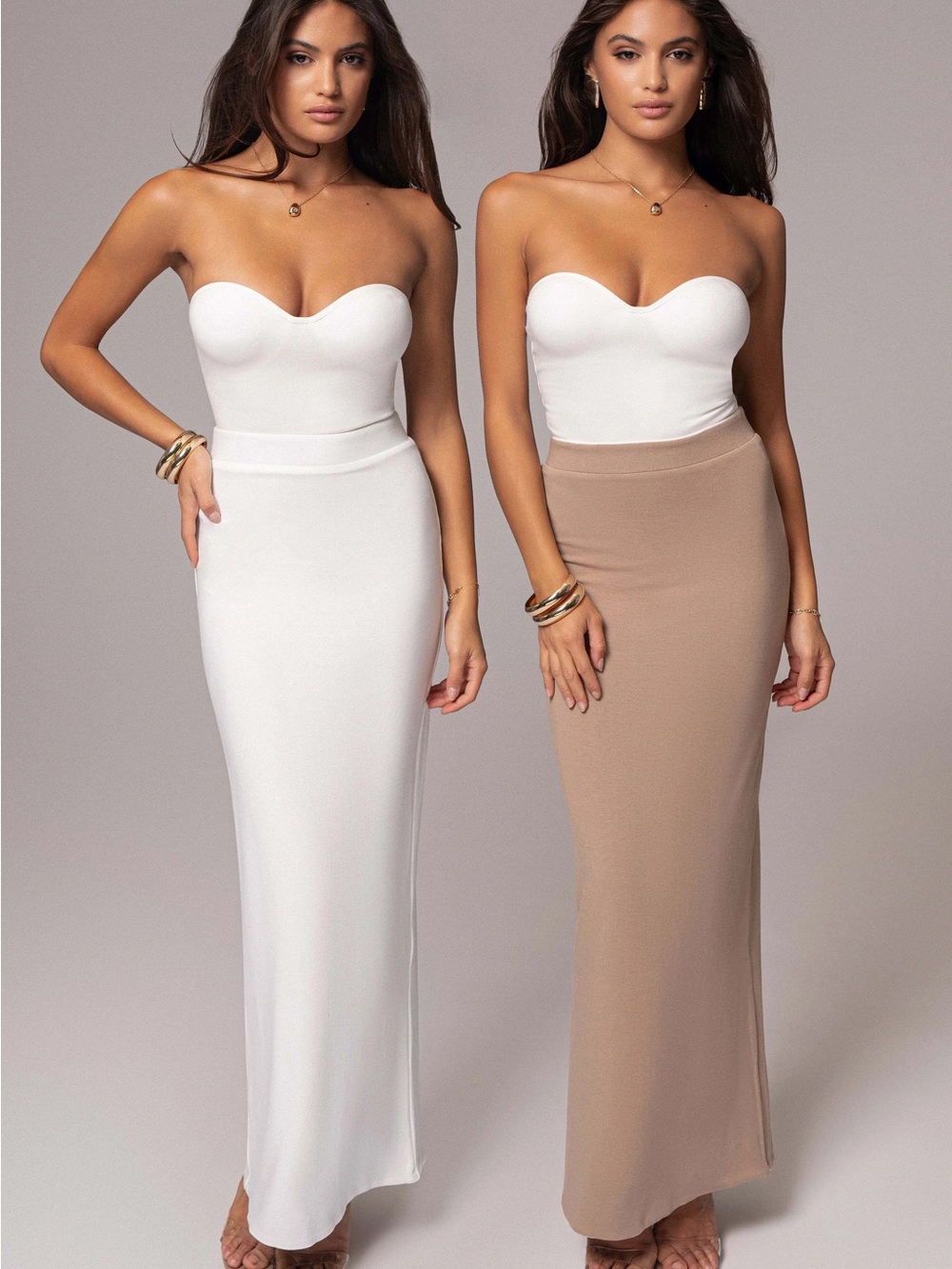 JLUXLABEL 2 in 1 Ivory/Beige Everyday Reversible Maxi Skirt